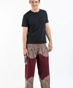 HaremPants.com Floral Mandalas Men's Harem Pants In Maroon