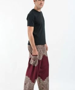 HaremPants.com Floral Mandalas Men's Harem Pants In Maroon 7 HaremPants.com Floral Mandalas Men's Harem Pants In Maroon