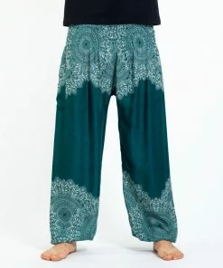 HaremPants.com Floral Mandalas Men's Harem Pants In Teal