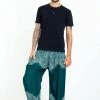 HaremPants.com Floral Mandalas Men's Harem Pants In Teal