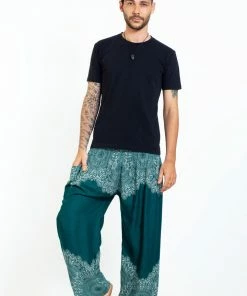 HaremPants.com Floral Mandalas Men's Harem Pants In Teal