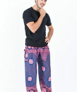 HaremPants.com Mandala Elephant Men's Elephant Pants In Blue