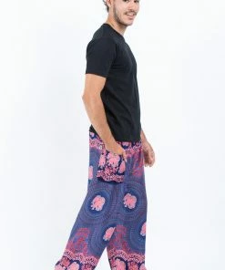 HaremPants.com Mandala Elephant Men's Elephant Pants In Blue
