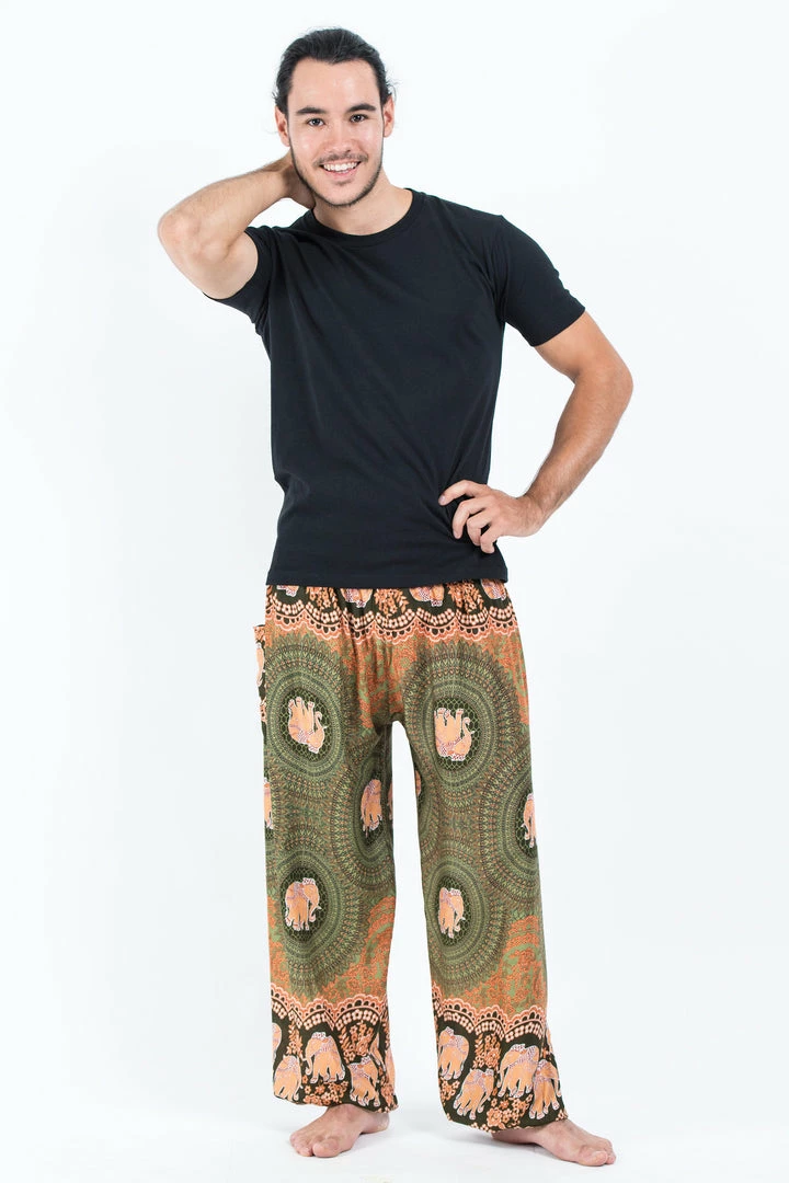 HaremPants.com Mandala Elephant Men's Elephant Pants In Olive 6 HaremPants.com Mandala Elephant Men's Elephant Pants In Olive