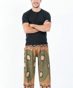 HaremPants.com Mandala Elephant Men's Elephant Pants In Olive