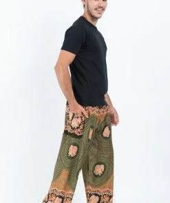 HaremPants.com Mandala Elephant Men's Elephant Pants In Olive 8 HaremPants.com Mandala Elephant Men's Elephant Pants In Olive