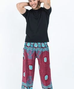 HaremPants.com Mandala Elephant Men's Elephant Pants In Red