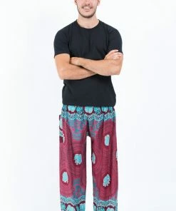 HaremPants.com Mandala Elephant Men's Elephant Pants In Red