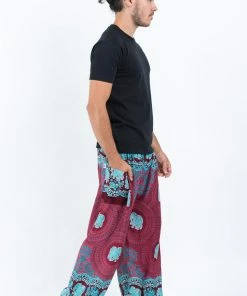 HaremPants.com Mandala Elephant Men's Elephant Pants In Red