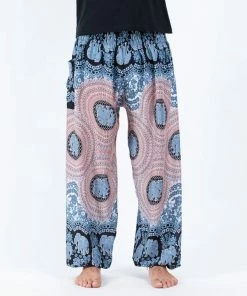 HaremPants.com Mandala Elephant Men's Elephant Pants In Silver Gray