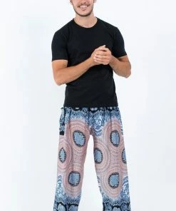 HaremPants.com Mandala Elephant Men's Elephant Pants In Silver Gray