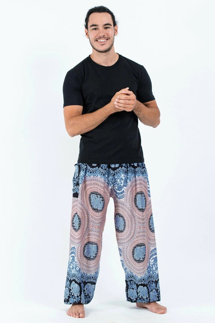 HaremPants.com Mandala Elephant Men's Elephant Pants In Silver Gray 3 HaremPants.com Mandala Elephant Men's Elephant Pants In Silver Gray