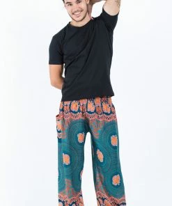 HaremPants.com Mandala Elephant Men's Elephant Pants In Turquoise