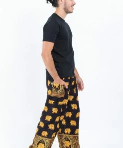 HaremPants.com Golden Elephant Men's Elephant Pants In Black