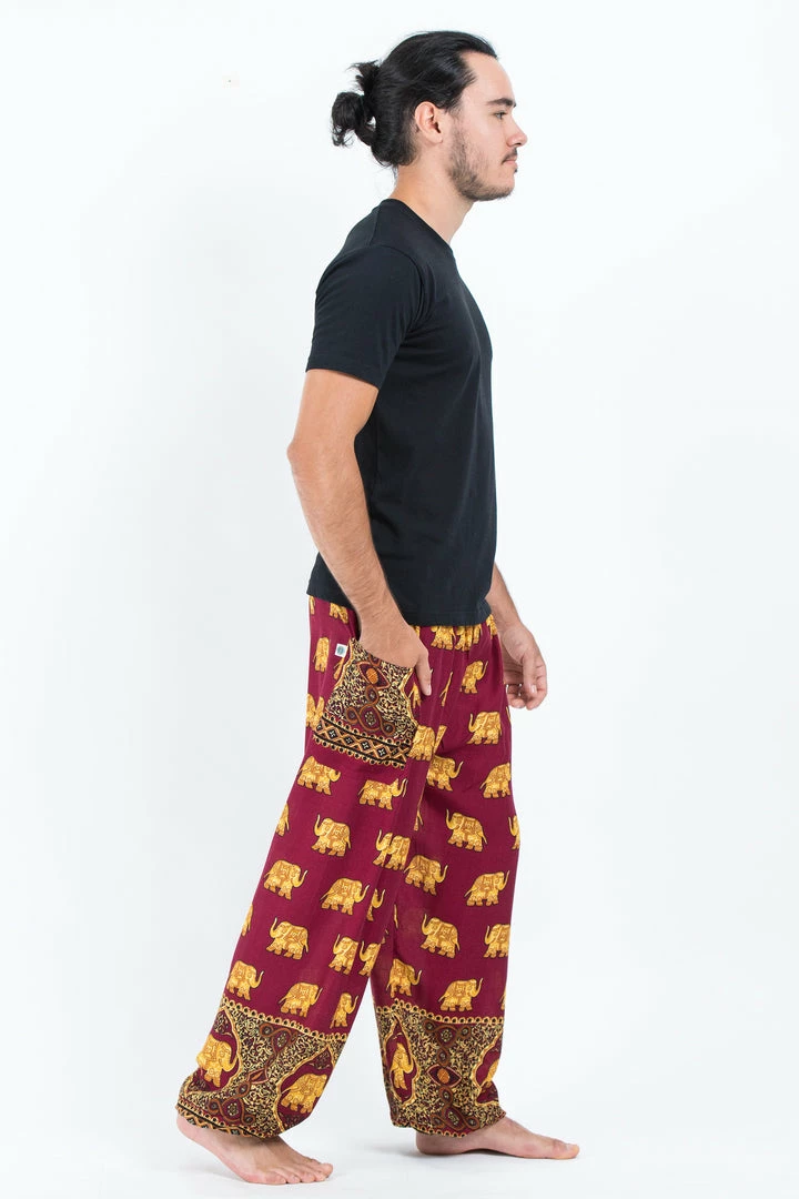 HaremPants.com Golden Elephant Men's Elephant Pants In Maroon 5 HaremPants.com Golden Elephant Men's Elephant Pants In Maroon