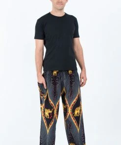 HaremPants.com Peacock Elephant Men's Elephant Pants In Black