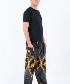 HaremPants.com Peacock Elephant Men's Elephant Pants In Black