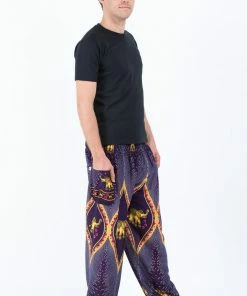 HaremPants.com Peacock Elephant Men's Elephant Pants In Purple