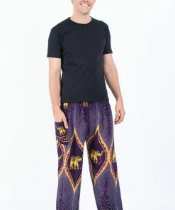 HaremPants.com Peacock Elephant Men's Elephant Pants In Purple