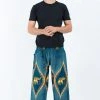 HaremPants.com Peacock Elephant Men's Elephant Pants In Turquoise