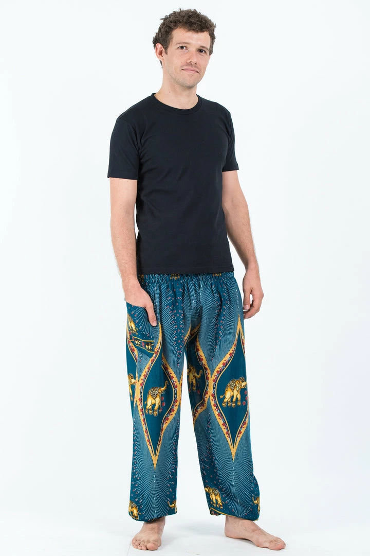 HaremPants.com Peacock Elephant Men's Elephant Pants In Turquoise 6 HaremPants.com Peacock Elephant Men's Elephant Pants In Turquoise