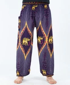 HaremPants.com Peacock Elephant Men's Elephant Pants In Purple