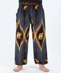 HaremPants.com Peacock Elephant Men's Elephant Pants In Black