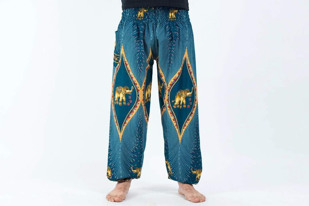 HaremPants.com Peacock Elephant Men's Elephant Pants In Turquoise 4 HaremPants.com Peacock Elephant Men's Elephant Pants In Turquoise