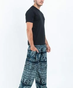 HaremPants.com Marble Elephant Men's Elephant Pants In Black