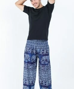 HaremPants.com Marble Elephant Men's Elephant Pants In Blue