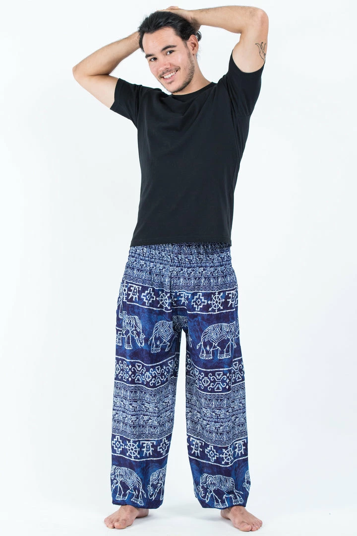 HaremPants.com Marble Elephant Men's Elephant Pants In Blue 3 HaremPants.com Marble Elephant Men's Elephant Pants In Blue