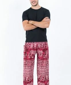 HaremPants.com Marble Elephant Men's Elephant Pants In Red