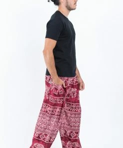 HaremPants.com Marble Elephant Men's Elephant Pants In Red