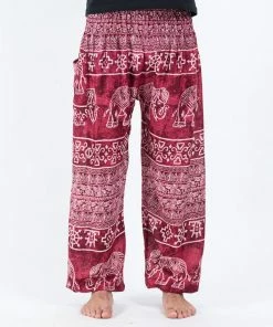 HaremPants.com Marble Elephant Men's Elephant Pants In Red