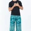 HaremPants.com Marble Elephant Men's Elephant Pants In Turquoise