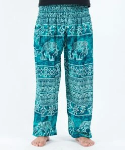 HaremPants.com Marble Elephant Men's Elephant Pants In Turquoise