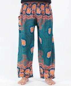 HaremPants.com Mandala Elephant Men's Elephant Pants In Turquoise