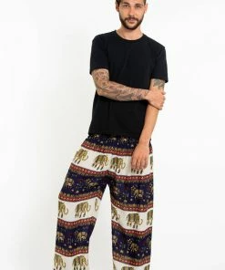 HaremPants.com Elephant Bliss Men's Elephant Pants In Navy