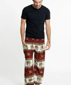 HaremPants.com Elephant Bliss Men's Elephant Pants In Red