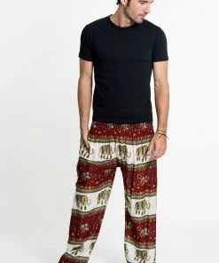 HaremPants.com Elephant Bliss Men's Elephant Pants In Red
