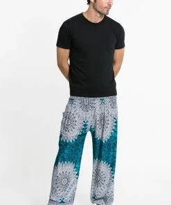 HaremPants.com Marble Mandalas Men's Harem Pants In Turquoise