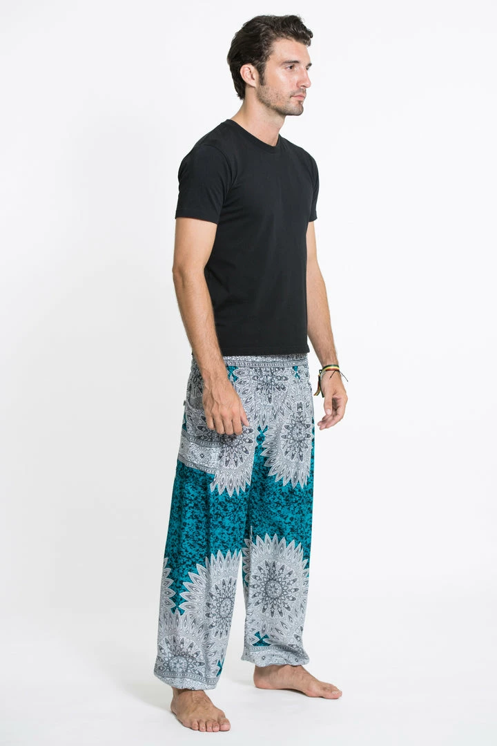 HaremPants.com Marble Mandalas Men's Harem Pants In Turquoise 5 HaremPants.com Marble Mandalas Men's Harem Pants In Turquoise