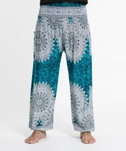 HaremPants.com Marble Mandalas Men's Harem Pants In Turquoise