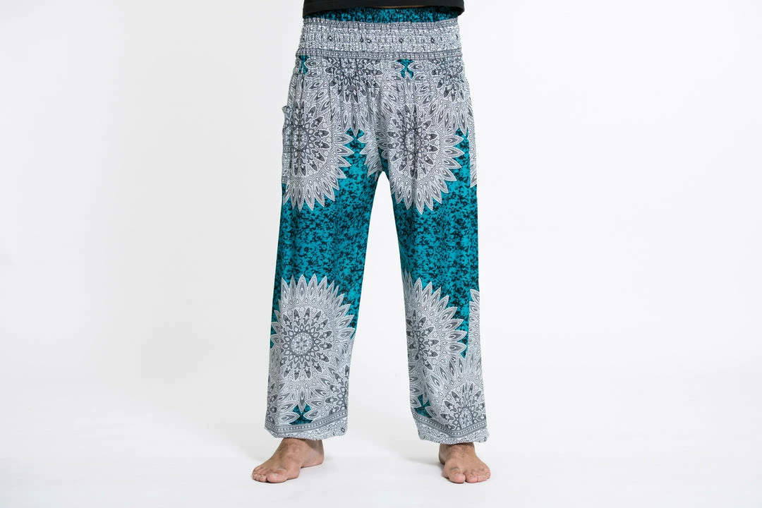 HaremPants.com Marble Mandalas Men's Harem Pants In Turquoise 4 HaremPants.com Marble Mandalas Men's Harem Pants In Turquoise