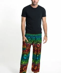 HaremPants.com Rainbow Elephant Men's Elephant Pants In Orange
