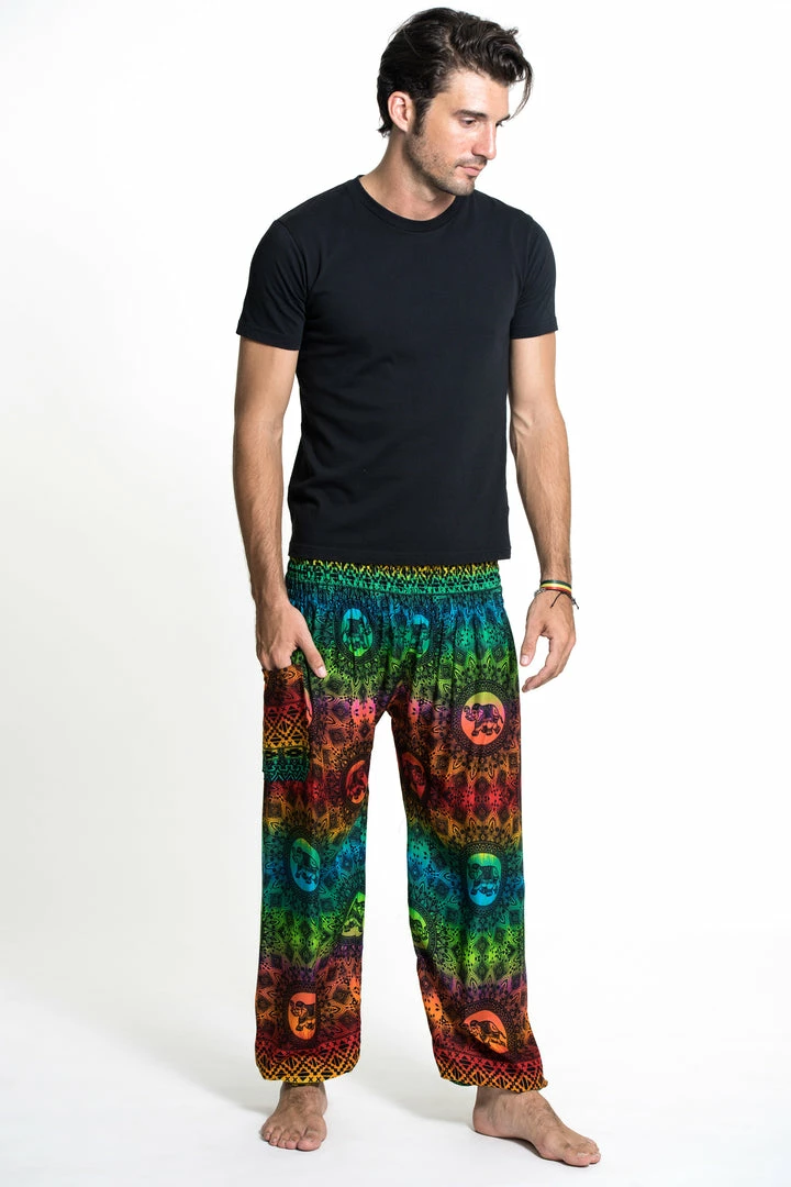 HaremPants.com Rainbow Elephant Men's Elephant Pants In Orange 5 HaremPants.com Rainbow Elephant Men's Elephant Pants In Orange