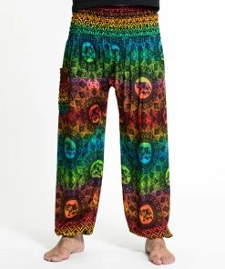 HaremPants.com Rainbow Elephant Men's Elephant Pants In Orange