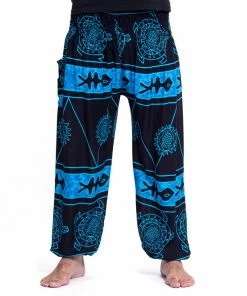 HaremPants.com Turtle Print Men's Harem Pants In Blue
