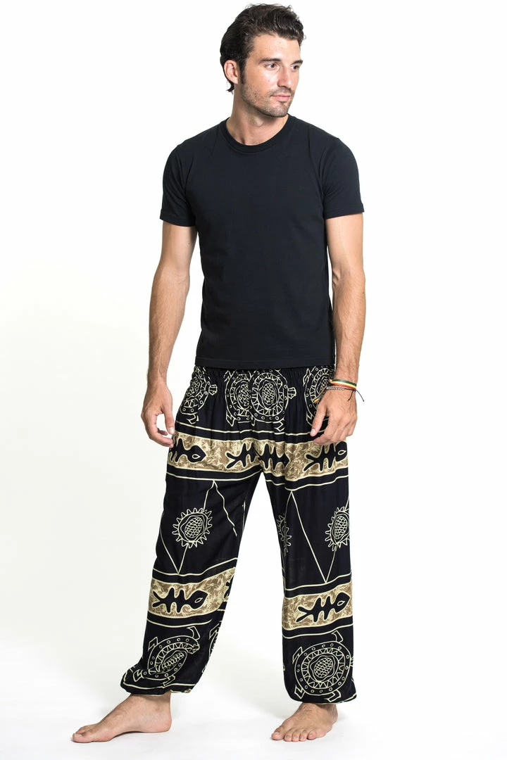 HaremPants.com Turtle Print Men's Harem Pants In Gold 3 HaremPants.com Turtle Print Men's Harem Pants In Gold
