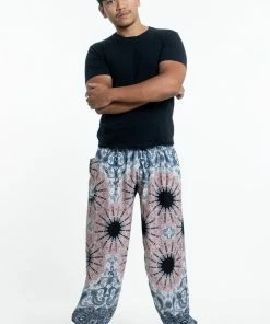 HaremPants.com Paisley Mandalas Men's Harem Pants In Silver Gray